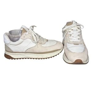 Madewell MWL Kickoff Trainer Sneakers Leather in Antique Cream Multi Size 9